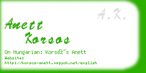 anett korsos business card